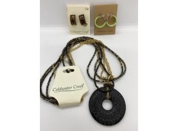 New Coldwater Creek Jewelry: Necklace & 2 Earrings, Retails For $97