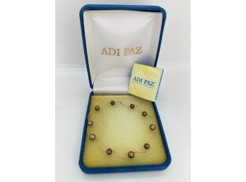 New In Box Adi Paz 14 Karat Freshwater Pearl Bracelet, Israel