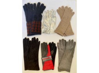 6 Pairs Gloves: Suede, Vintage, Cashmere, Anne Klein & New With Tags Leather Isotoners