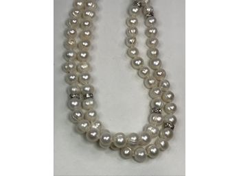 Fabulous Genuine Cultured Baroque Pearls - 48' Long Necklace With Sterling Silver Beads & Clasp - BRAND NEW !