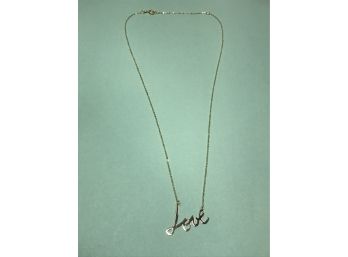 Sensational All 14K Yellow Gold 17' Necklace With Script LOVE Pendant - Made In Italy - Very Nice & Delicate