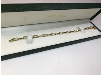 Very Pretty Sterling Silver / 925 With 14kt Gold Overlay Oblong Link Bracelet - Very Nice 7-3/4' Made In Italy