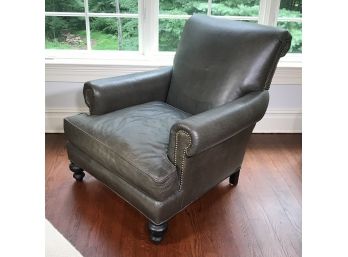 Fabulous Gray / Green Leather Club Style Chair By OLD HICKORY TANNERY - Fantastic Chair - Paid $2,700 - NICE !