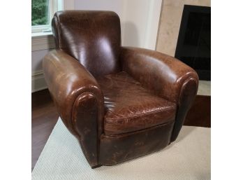 1 Of 2 - Spectacular RESTORATION HARDWARE Art Deco / Parisian Style Leather Club Chair - Paid $2,975 Each