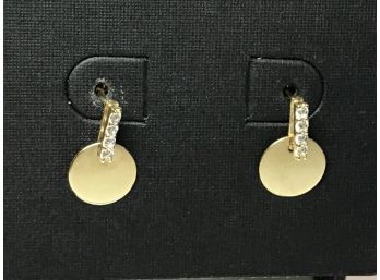 Beautiful 14K Yellow Gold Earrings With Swarovski Austrian Crystals - Brand New - Never Worn - WOW !