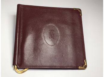 Nice Like New CARTIER Burgundy Leather Bill Fold / Wallet - Unisex - Excellent Condition - Made In France