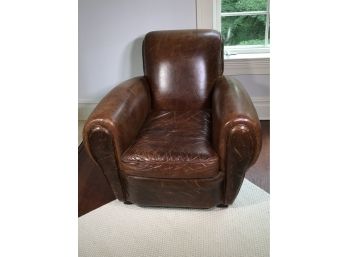 2 Of 2 - Spectacular RESTORATION HARDWARE Art Deco / Parisian Style Leather Club Chair - Paid $2,975 Each