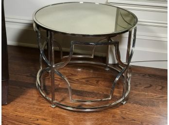 (2 Of 2) Fabulous Round Chrome & Mirrored Drum Table - Fantastic Decorator Piece - Nice Quality - NICE TABLE