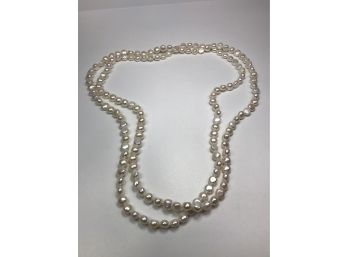 Extremely Long Set Genuine Baroque Cultured Pearls VERY Long Strand - That Is 60' Or FIVE FEET ! BEAUTIFUL !