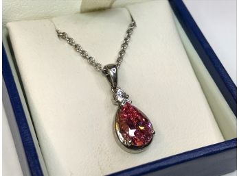 Very Pretty Sterling Silver & Garnet Necklace & Earring Set By WALLACE BISHOP Australian Jeweler - VERY NICE