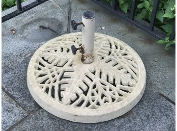 Heavy And High Quality Cast Iron Umbrella Stand With Palm Leaf Design - Big One - Two Feet Wide - NICE !