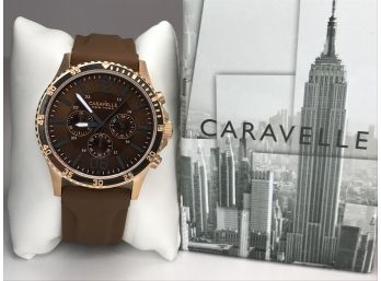 Fantastic BRAND NEW Mens CARAVELLE By BULOVA New York Collection Watch - Brown Silicone Strap $169 With Box !