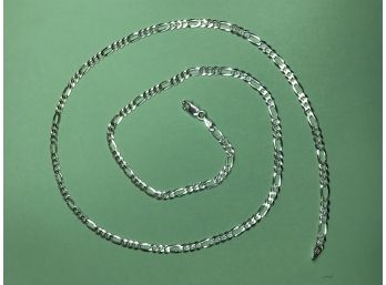 Lovely Classic STERLING SILVER / 925 Necklace - FIGARO CHAIN - Quite Long 24' - Made In Italy - Very Nice !