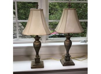 Wonderful Pair Of Decorator Lamps - Great Looking Pair - Both Have Matching Shades - NICE PAIR OF LAMPS