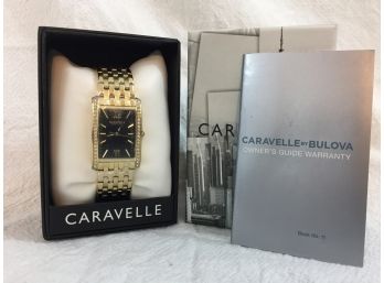 Fabulous CARAVELLE By BULOVA Tank Style Watch - Brand New In Box & Papers - Retail Price $105 - BEAUTIFUL !