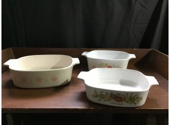 Corning Ware Casserole Dishes - Forever Yours, Wildflower And Spice O Life Patterns