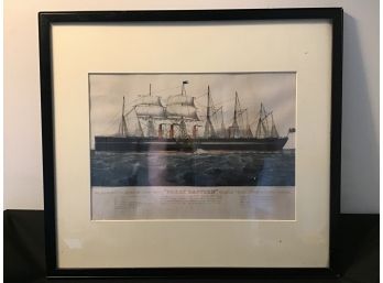 Framed Antique Print - Published By Currier & Ives,  Great Eastern