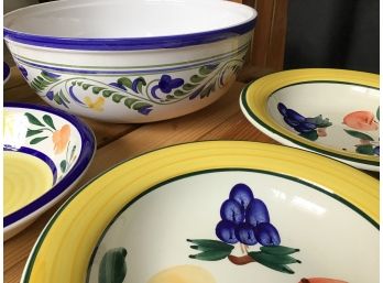 Blue And Yellow Bowls, Not Matching But Coordinate Nicely