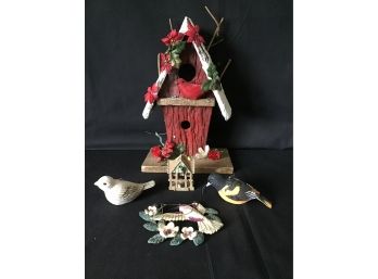 Christmas Birdhouse And Ornament Lot