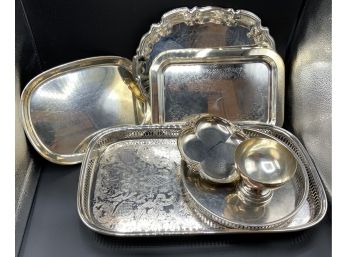 7 Pc Silver Plate Lot ~ Trays & More ~