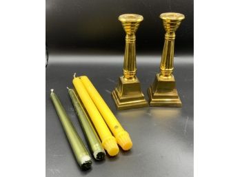 Carolina Brass Candle Stick Holders & Candles