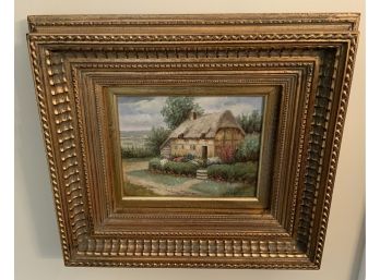 Thatched Cottage Oil Painting ~ Signed