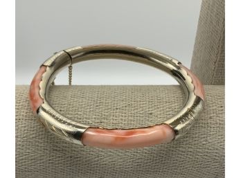 Beautiful Sterling & Coral Bangle Bracelet