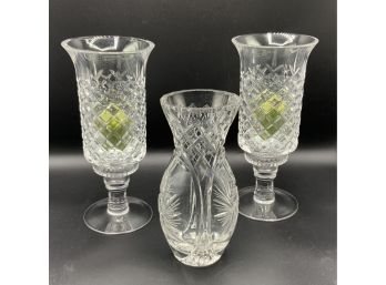 Pair Crystal Candle Holder & Vase