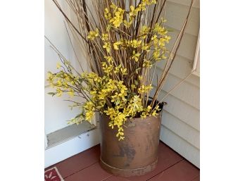 Vintage Copper Bucket W/flowers ~ Barberet Copper Planter ~