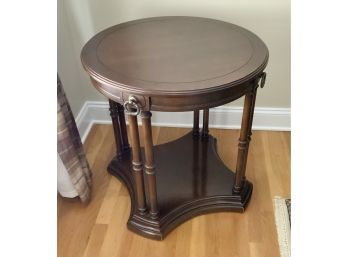 Beautiful Round Side Table W/Brass Hardware