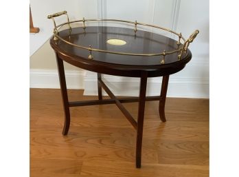 Oval Side Table With Brass Trim