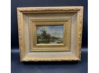 Oil Landscape With Gorgeous Frame