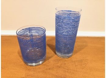 George Briard  Vintage Set Of 12 Tumblers And Rocks Glasses  - Blue - Never Used