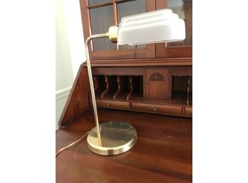 Solid Brass Medium Desk Lamp With Frosted Glass Shade