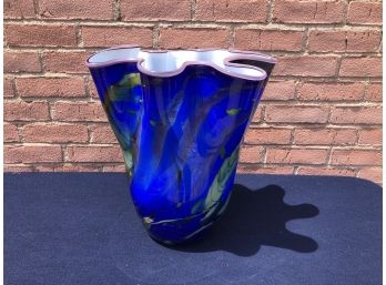 Signed Hand Blown Art Glass - 16' Undulating Vase