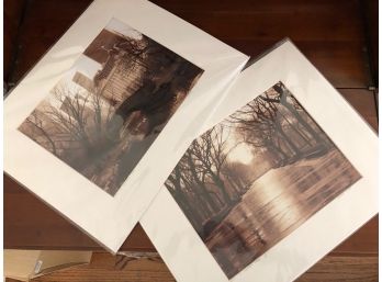 Signed Central Park Scene Photographs By Serge Curie