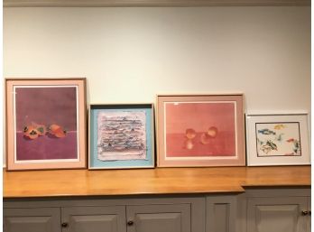 A Collection Of Framed Art - 4 Vibrant Matted Pieces