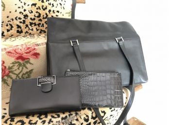 All New - Porsche Design Leather Satchel, Alligator Zip Case And A Leather Wallet