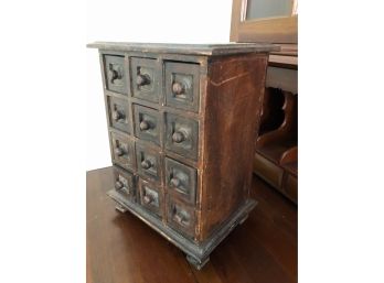 Antique Petite Decorative Cabinet With 12 Drawers