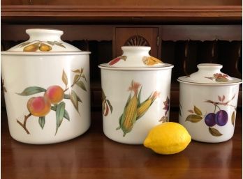 Royal Worcester Evesham Canister Trio - Fine Porcelain