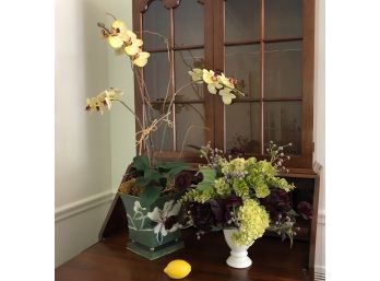 Beautiful Faux Orchid And Hydrangea Arrangement - Excellent Quality