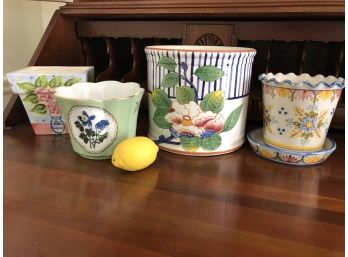 Collection Of Porcelain Cache Pots And Planters - Including Tiffany