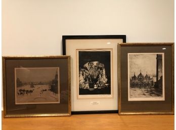 Trio Of Framed Prints  Signed Bela Kron And Joseph Margulies