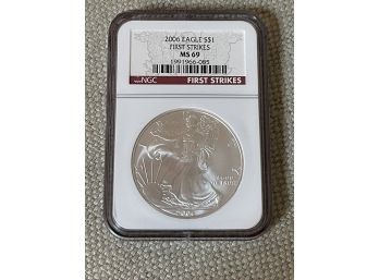 2006 Silver Eagle 1 Oz Bullion Coin MS69 NGC