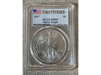 2017 Silver Eagle 1 Oz Bullion Coin MS 69 PCGS
