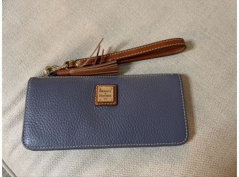 New With Tags Dooney & Bourke Wristlet Blue Pebbled Leather