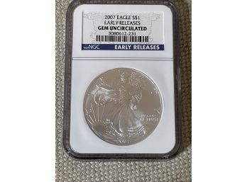 2007 Silver Eagle 1 Oz Bullion Coin GEM Uncirculated NGC