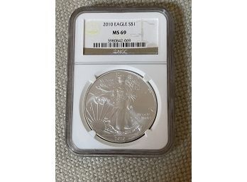 2010 Silver Eagle 1 Oz Bullion Coin  MS 69 NGC