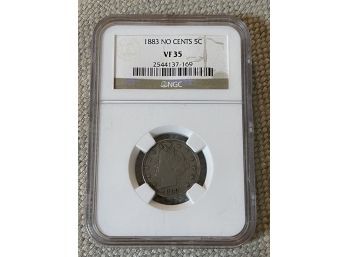 1883 No Cents 5C Silver Coin VF 35 NGC