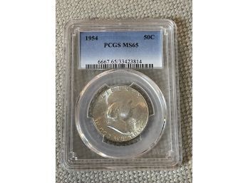 1954 Franklin Silver Half Dollar PCGS MS 65 Coin